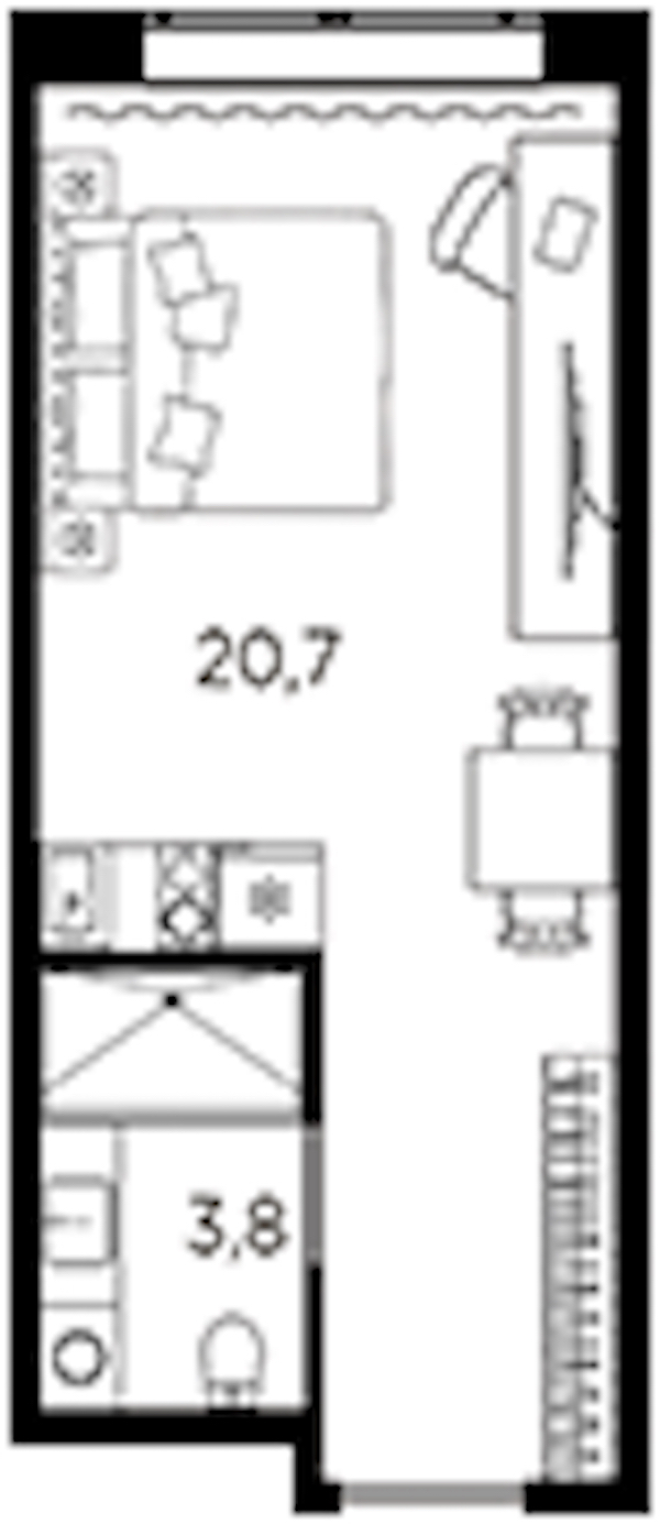 Квартира студия 24.5 м², 7/13 эт., ЖК «AVENIR Industrial»